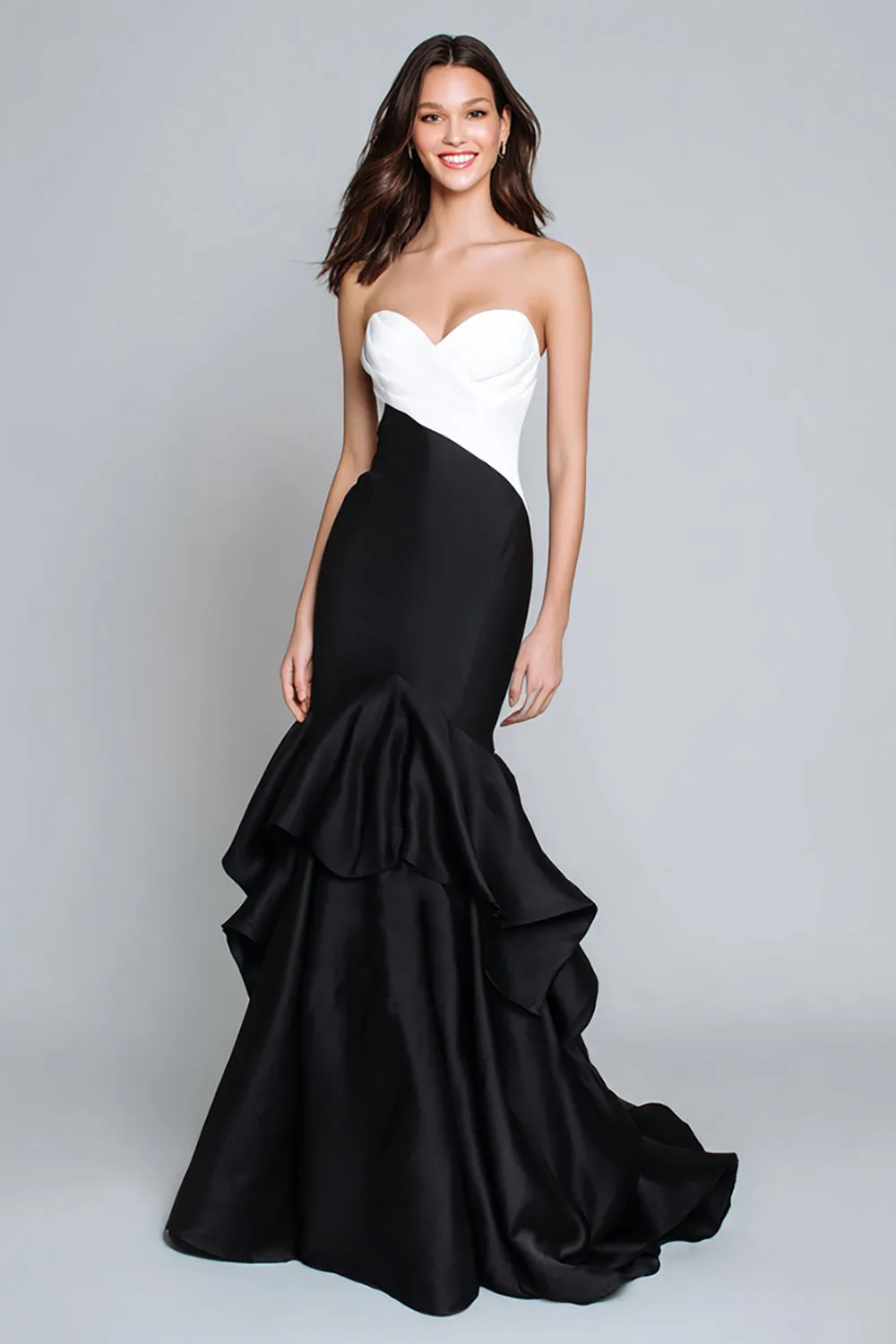 Black and White Mermaid Sweetheart Long Formal Dress sold by Zapaka