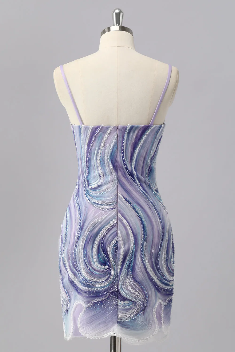 Sparkly Lilac Bodycon Beaded Homecoming Dress with Sequins sold by Zapaka product image thumbnail 2