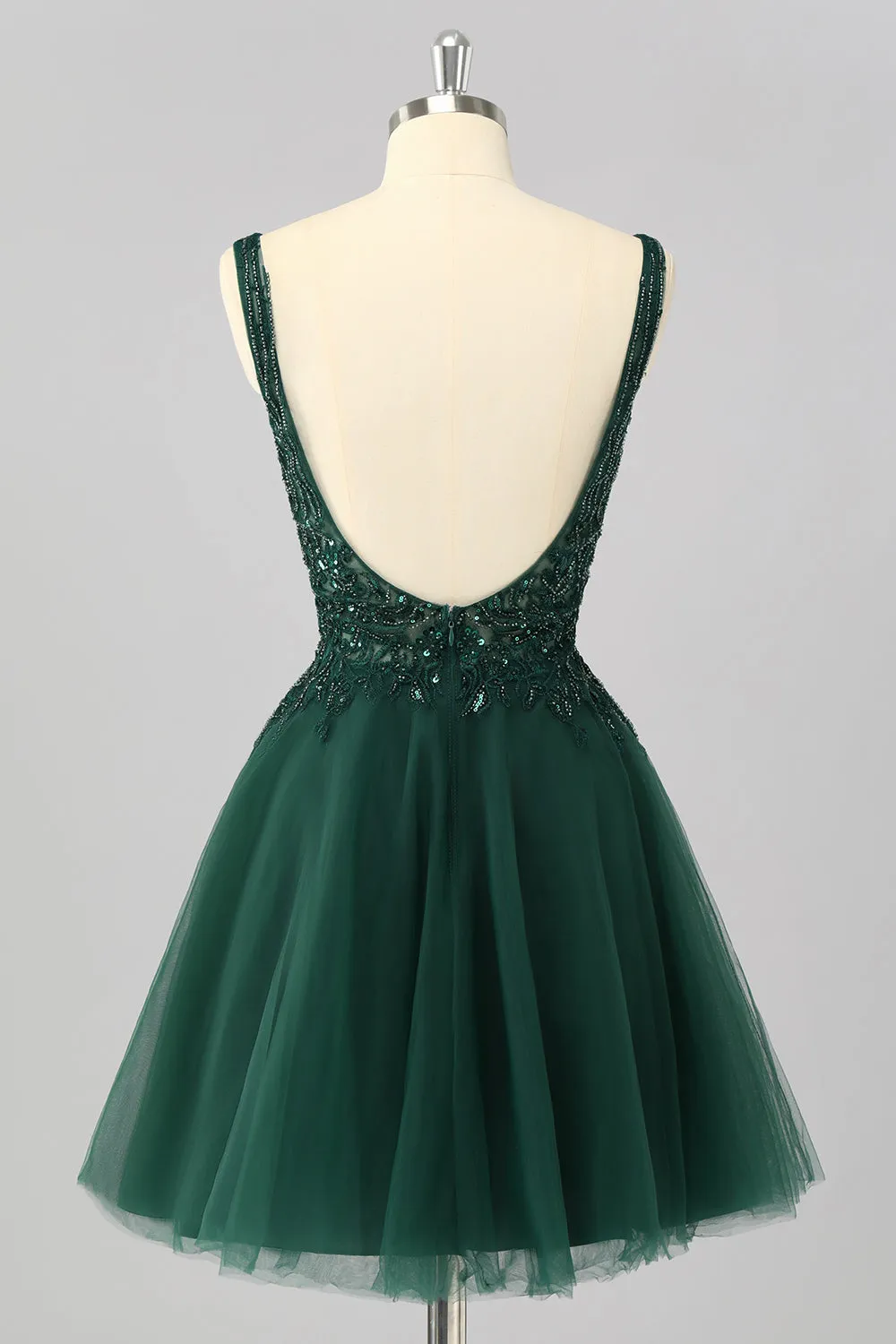 Sparkly Dark Green A Line V-Neck Short Homecoming Dress sold by Zapaka product image thumbnail 2