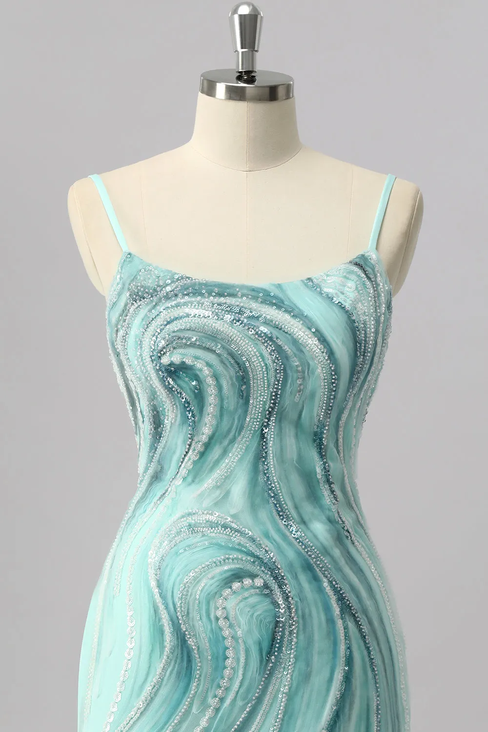 Green Bodycon Sequin Mini Homecoming Dress with Beading sold by Zapaka product image thumbnail 4