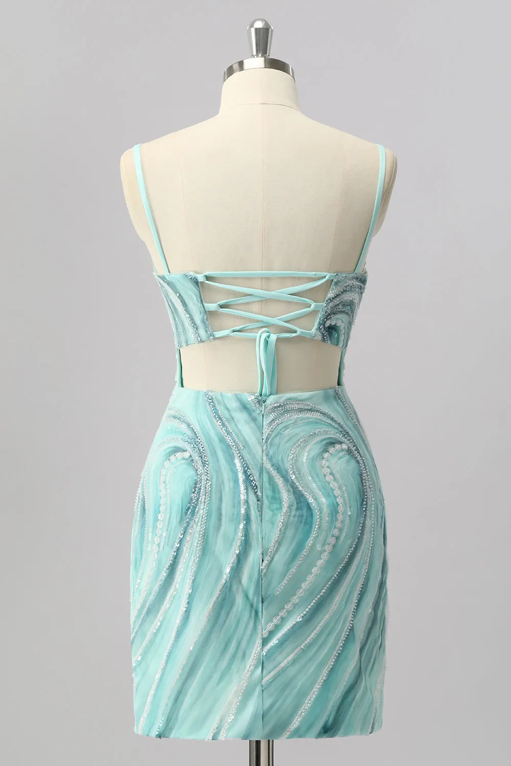 Green Bodycon Sequin Mini Homecoming Dress with Beading sold by Zapaka product image thumbnail 2