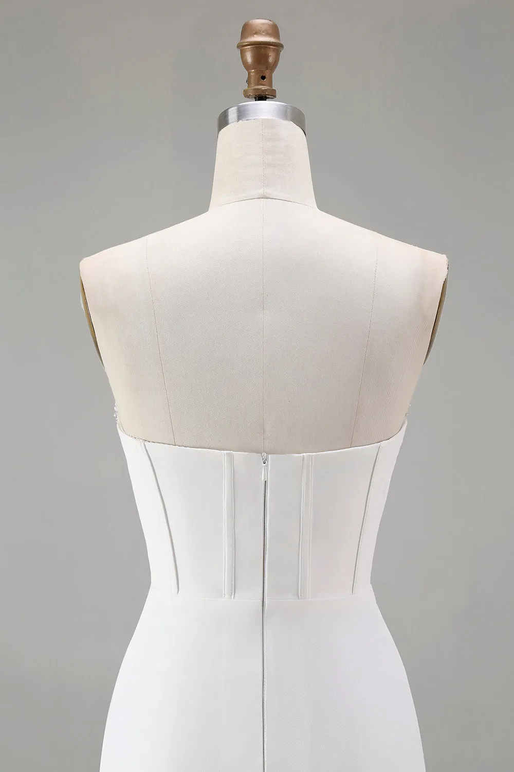 Strapless White Bodycon Corset Homecoming Dress With Beading sold by Zapaka product image thumbnail 5