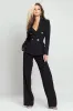 Black 2 Piece Double Breasted Women Suits with Sleeves sold by Zapaka
