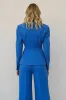 Blue 2 Piece Satin Single Breasted Business Suits with Pockets sold by Zapaka