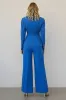 Blue 2 Piece Satin Single Breasted Business Suits with Pockets sold by Zapaka