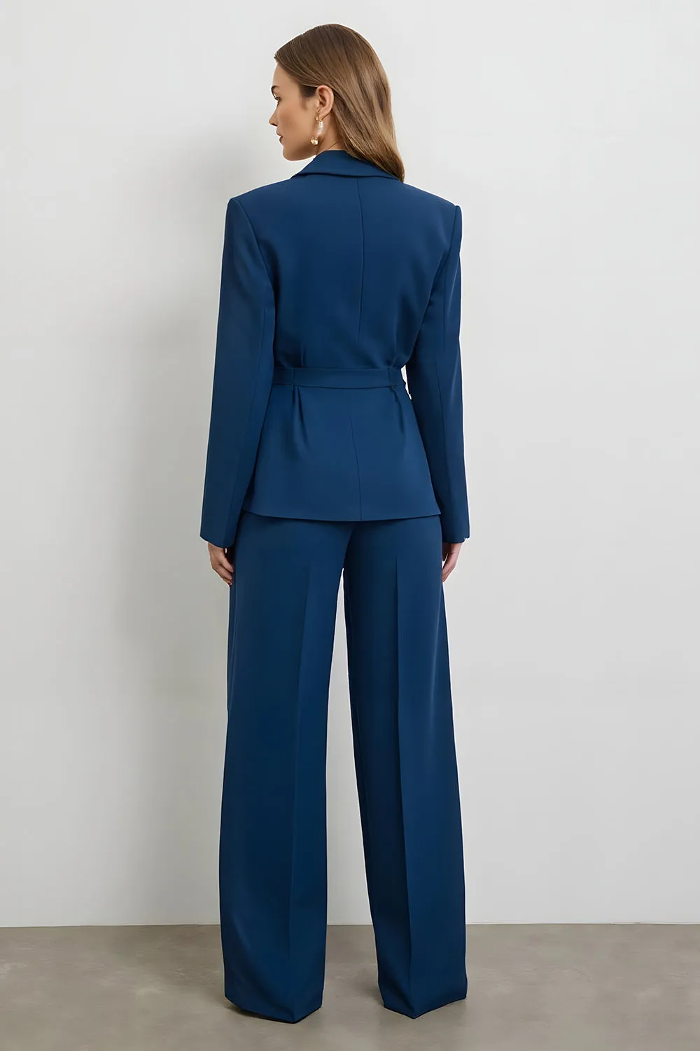 Dark Blue Double Breasted 2 Piece Satin Work Suits sold by Zapaka product image thumbnail 2