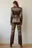 Gold Black Leopard Shawl Lapel 2 Piece Women Prom Suits sold by Zapaka