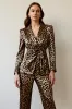 Gold Black Leopard Shawl Lapel 2 Piece Women Prom Suits sold by Zapaka