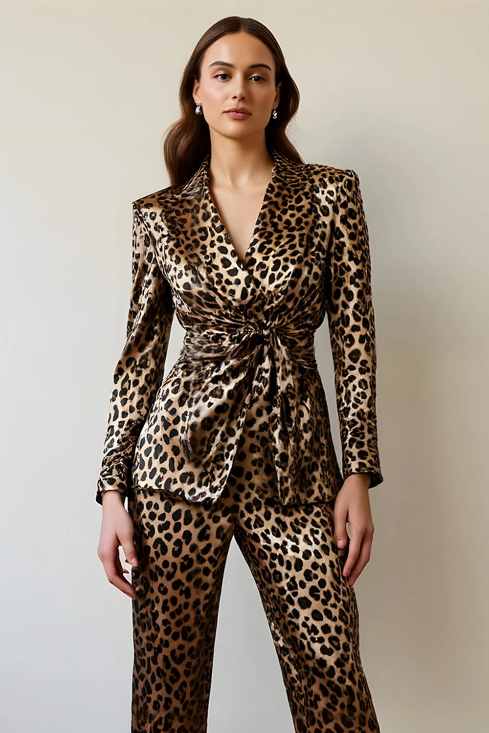 Gold Black Leopard Shawl Lapel 2 Piece Women Prom Suits sold by Zapaka product image thumbnail 3