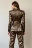 Gold Black Leopard Shawl Lapel 2 Piece Women Prom Suits sold by Zapaka