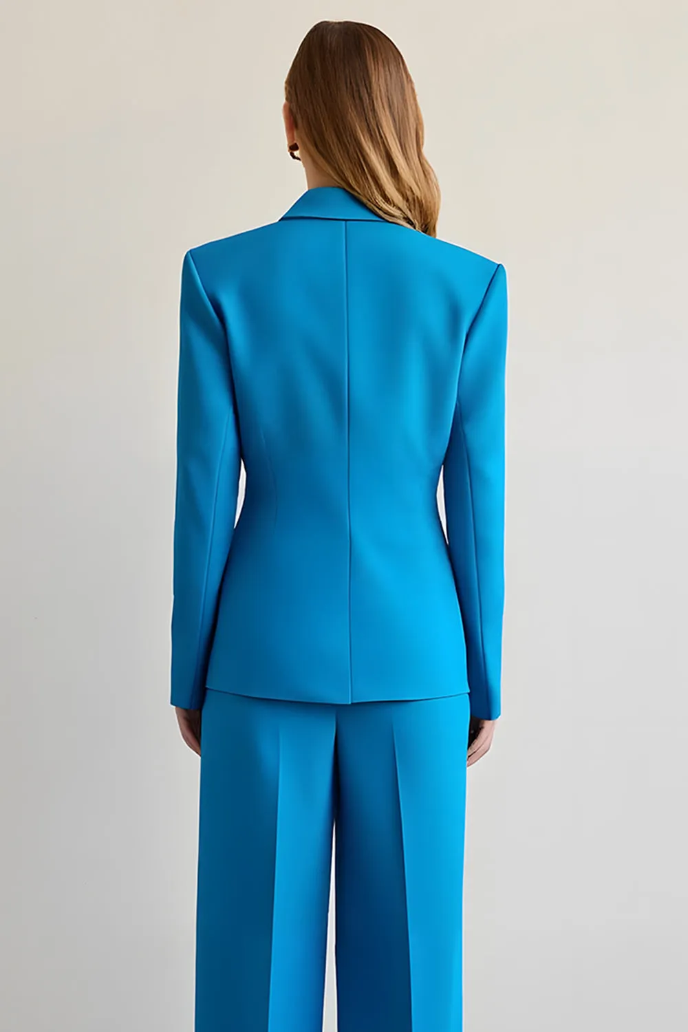 Blue 2 Piece Notched Lapel Satin Women Prom Suits sold by Zapaka product image thumbnail 4