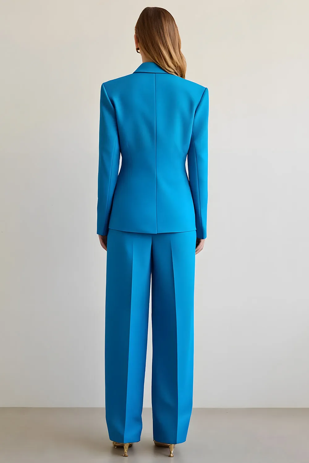 Blue 2 Piece Notched Lapel Satin Women Prom Suits sold by Zapaka product image thumbnail 2