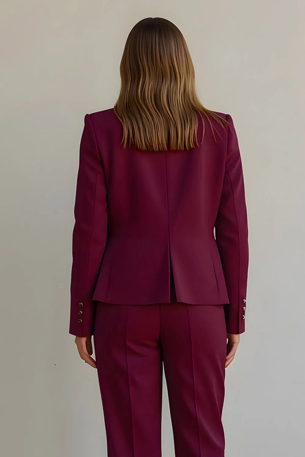 Burgundy 2 Piece Ruffled Satin Women Prom Suits with Pockets sold by Zapaka product image thumbnail 4