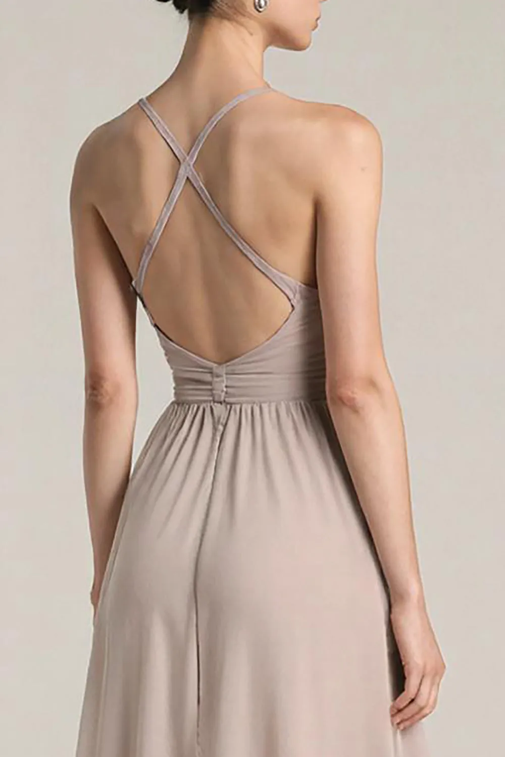 Light Pink Satin Sheath Spaghetti Straps Long Prom Dress sold by Zapaka product image thumbnail 4