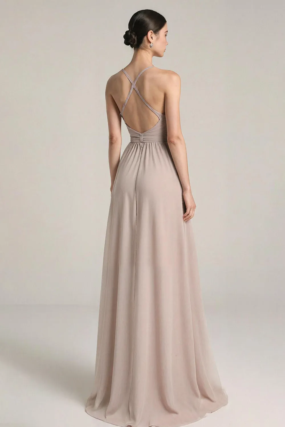 Light Pink Satin Sheath Spaghetti Straps Long Prom Dress sold by Zapaka product image thumbnail 2