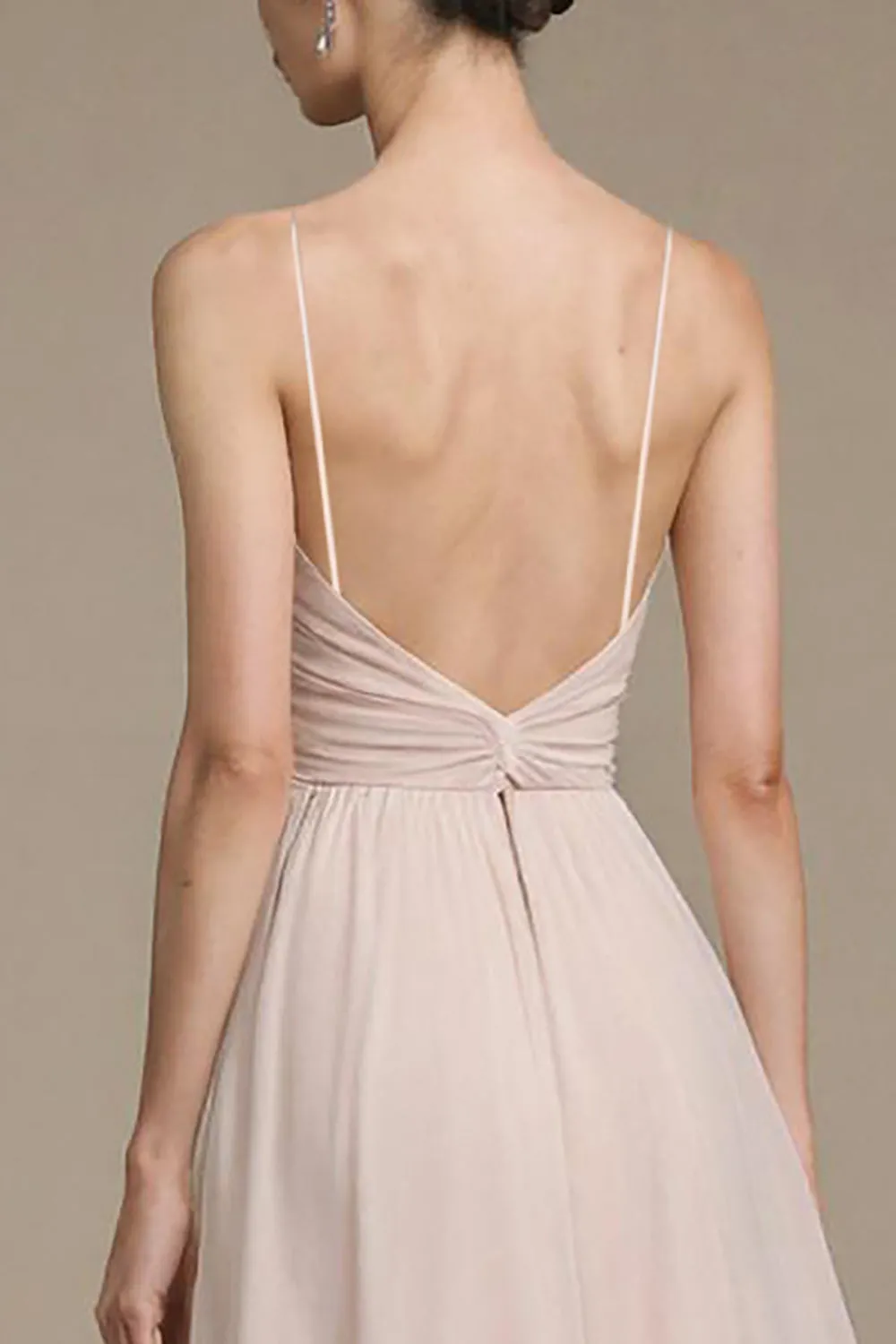 Simple Light Pink Long Prom Dress Spaghetti Straps A Line Formal Dress sold by Zapaka product image thumbnail 4