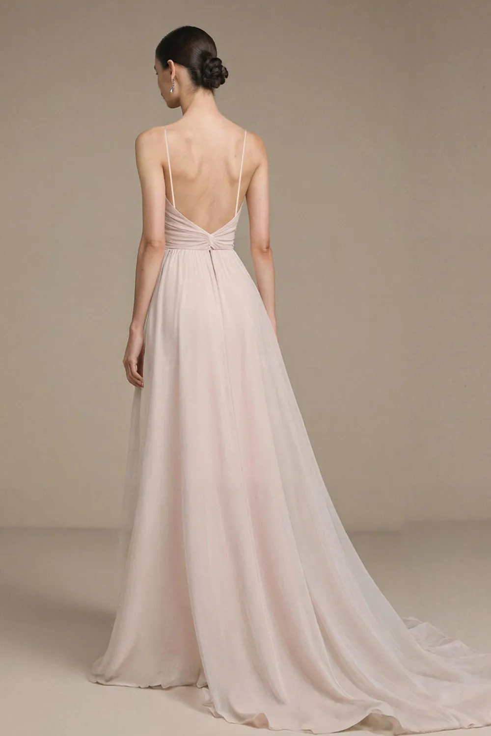 Simple Light Pink Long Prom Dress Spaghetti Straps A Line Formal Dress sold by Zapaka product image thumbnail 2