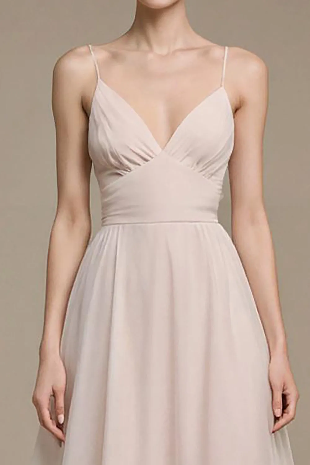 Simple Light Pink Long Prom Dress Spaghetti Straps A Line Formal Dress sold by Zapaka product image thumbnail 3