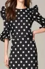 Black and White A-Line Chiffon Polka Dots Dress with Ruffles sold by Zapaka