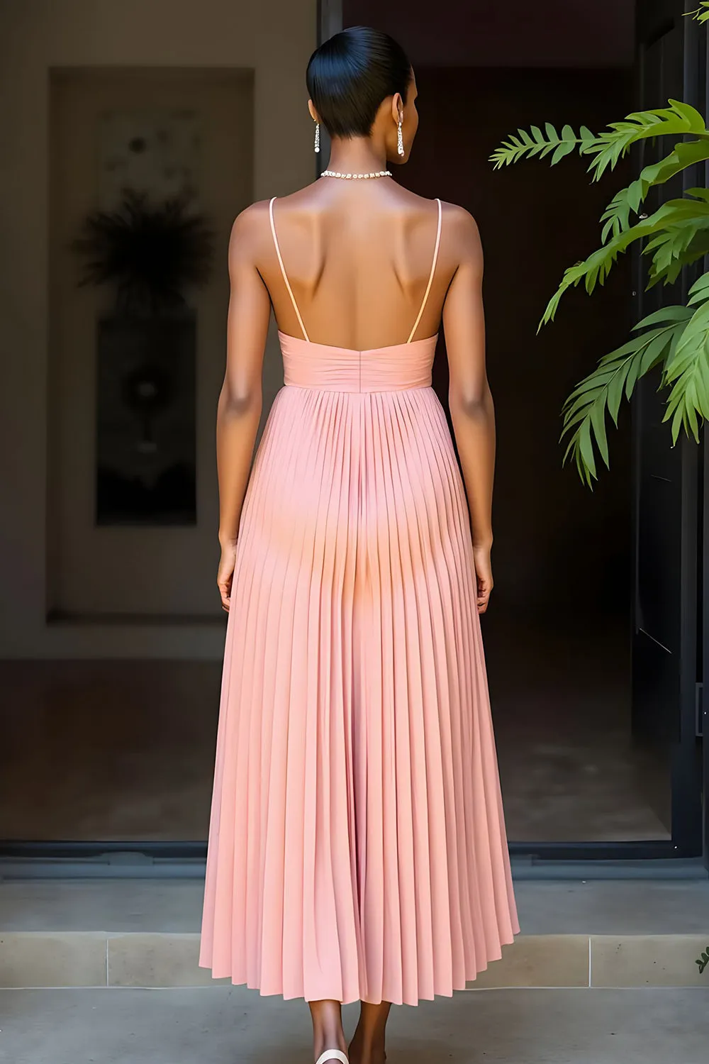 Sunset Pleated A Line Spaghetti Straps Bridesmaid Dress sold by Zapaka product image thumbnail 2