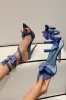 Blue Strappy Stiletto High Heel Sandals with Butterflies sold by Zapaka