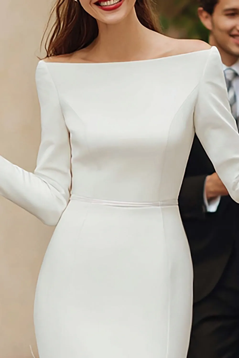 Ivory Bodycon Midi Engagement Dress with Fringe sold by Zapaka product image thumbnail 2