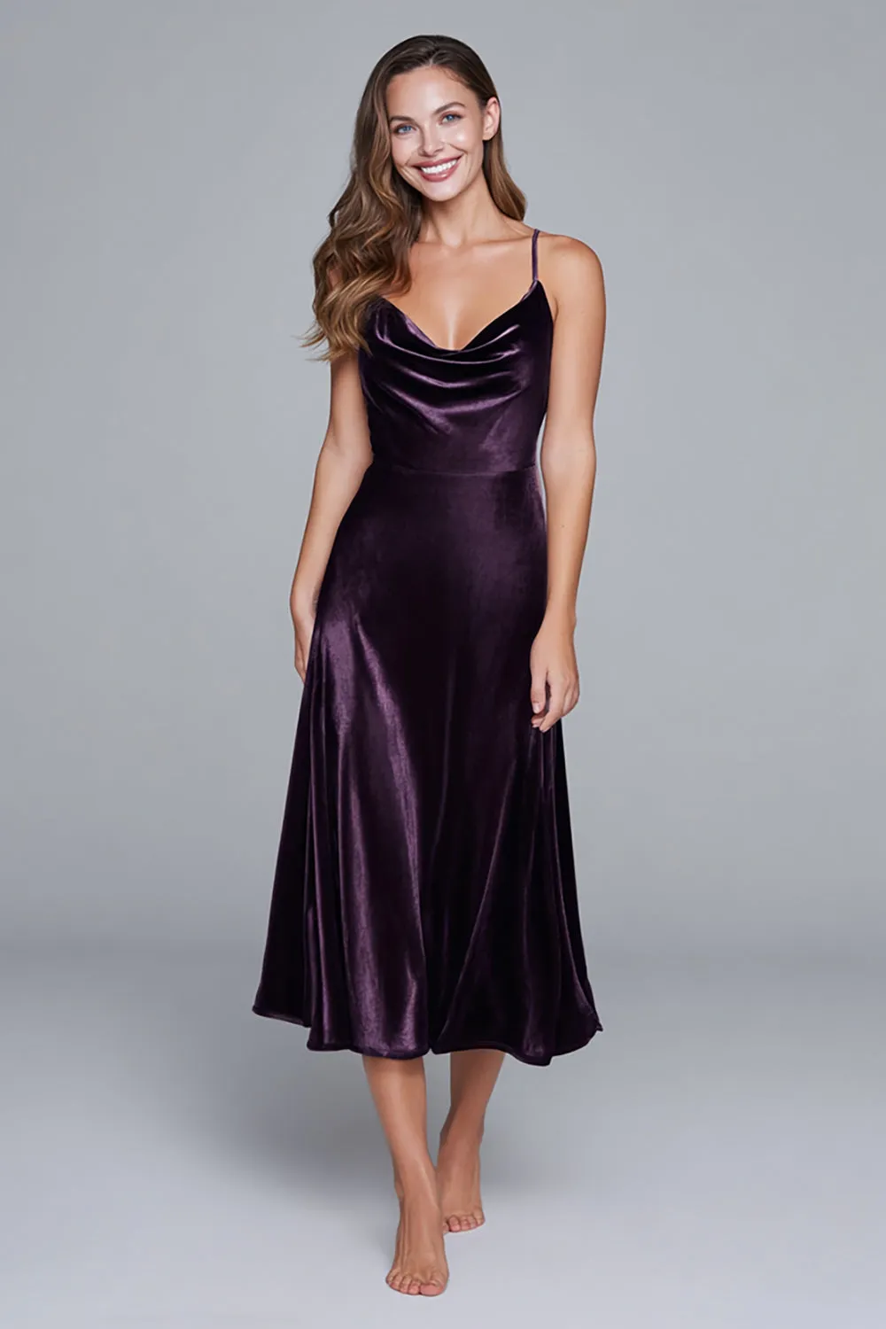 Black Spaghetti Straps A Line Velvet Formal Dress sold by Zapaka product image thumbnail 5