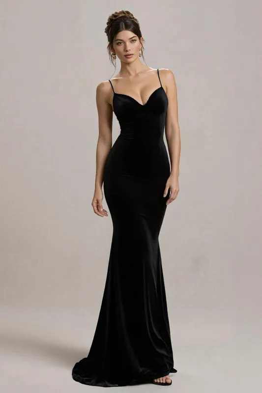 Black Spaghetti Straps Mermaid Formal Dress sold by Zapaka