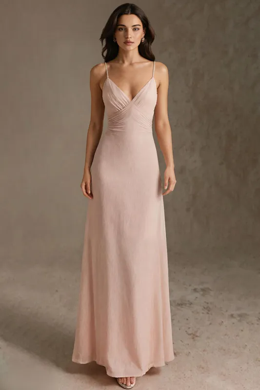Pink Spaghetti Straps Sheath Formal Dress sold by Zapaka
