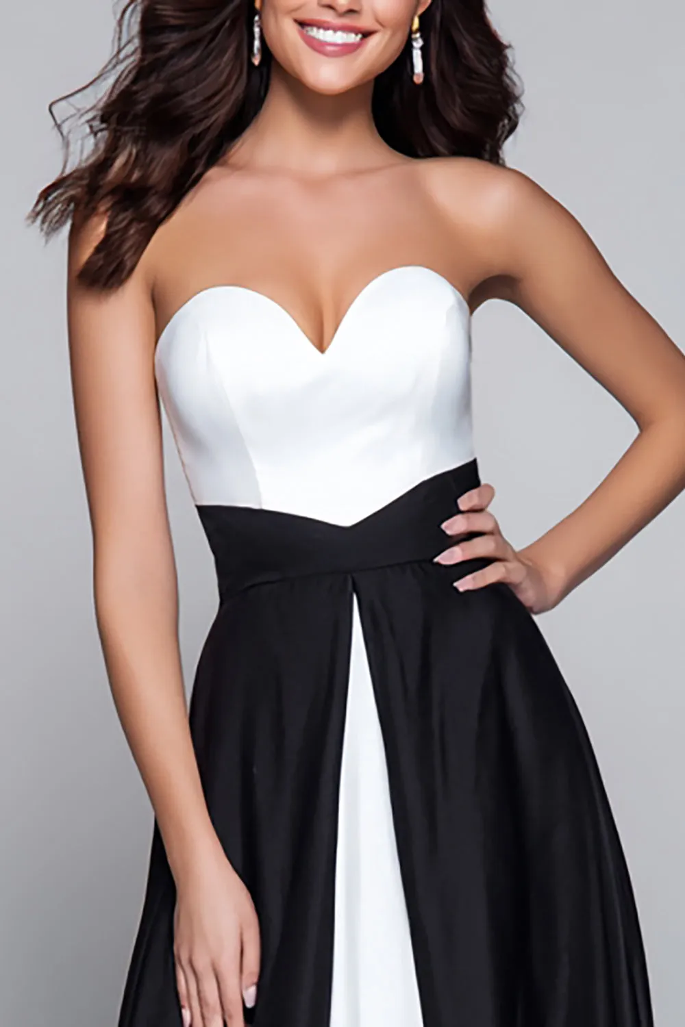 Black and White Sweetheart A Line Long Formal Dress sold by Zapaka product image thumbnail 2