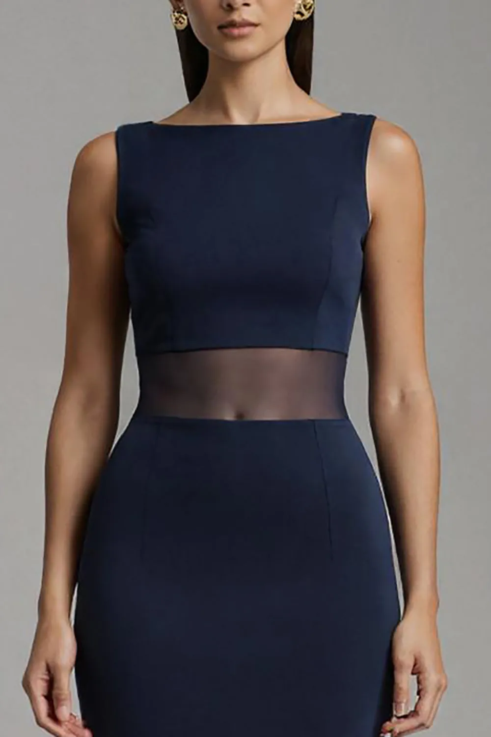 Navy Mermaid Bateau Neck Maxi Formal Dress sold by Zapaka product image thumbnail 3