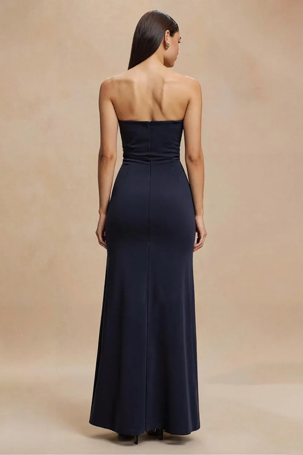 Navy Mermaid Strapless Long Formal Dress sold by Zapaka product image thumbnail 2