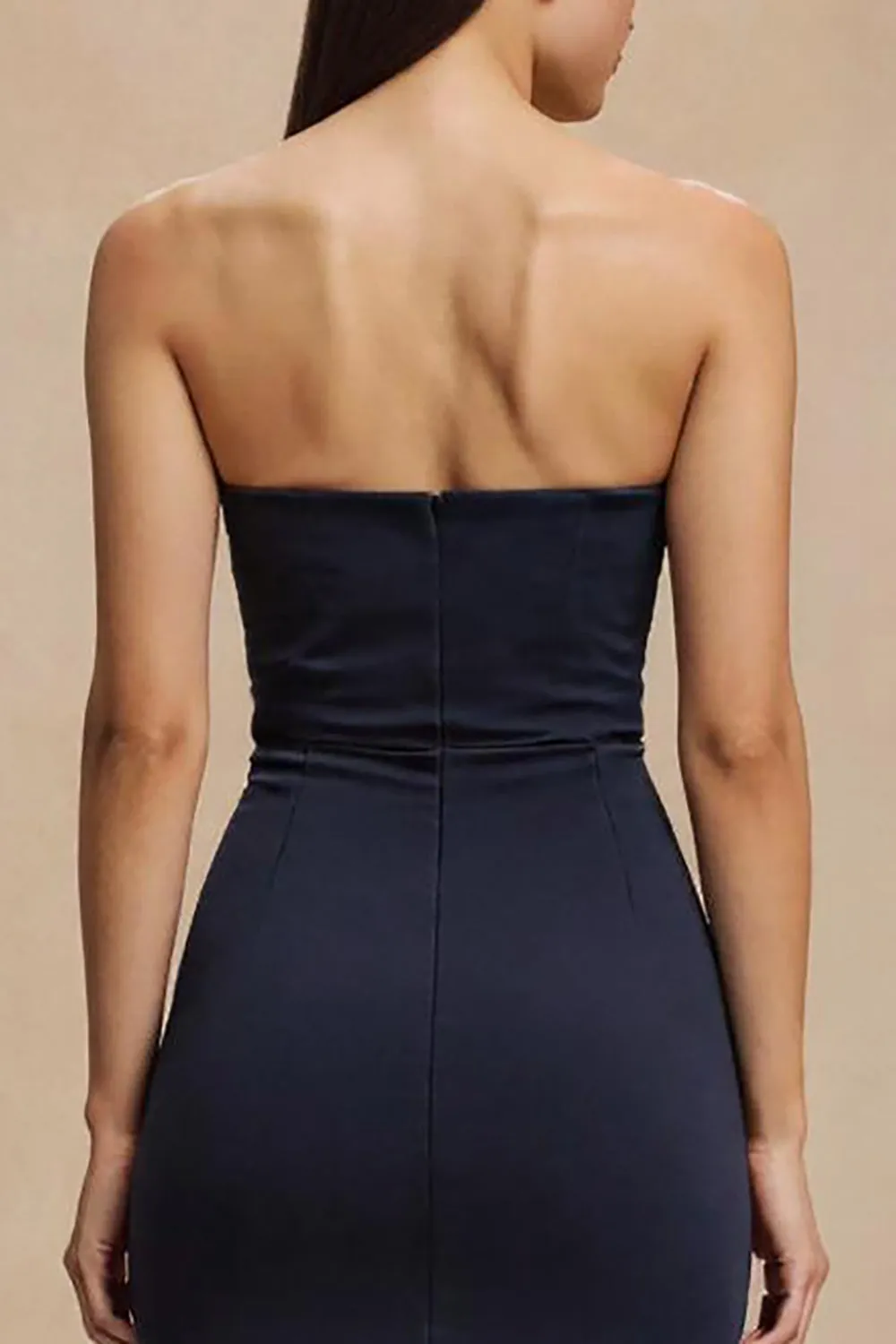 Navy Mermaid Strapless Long Formal Dress sold by Zapaka product image thumbnail 4