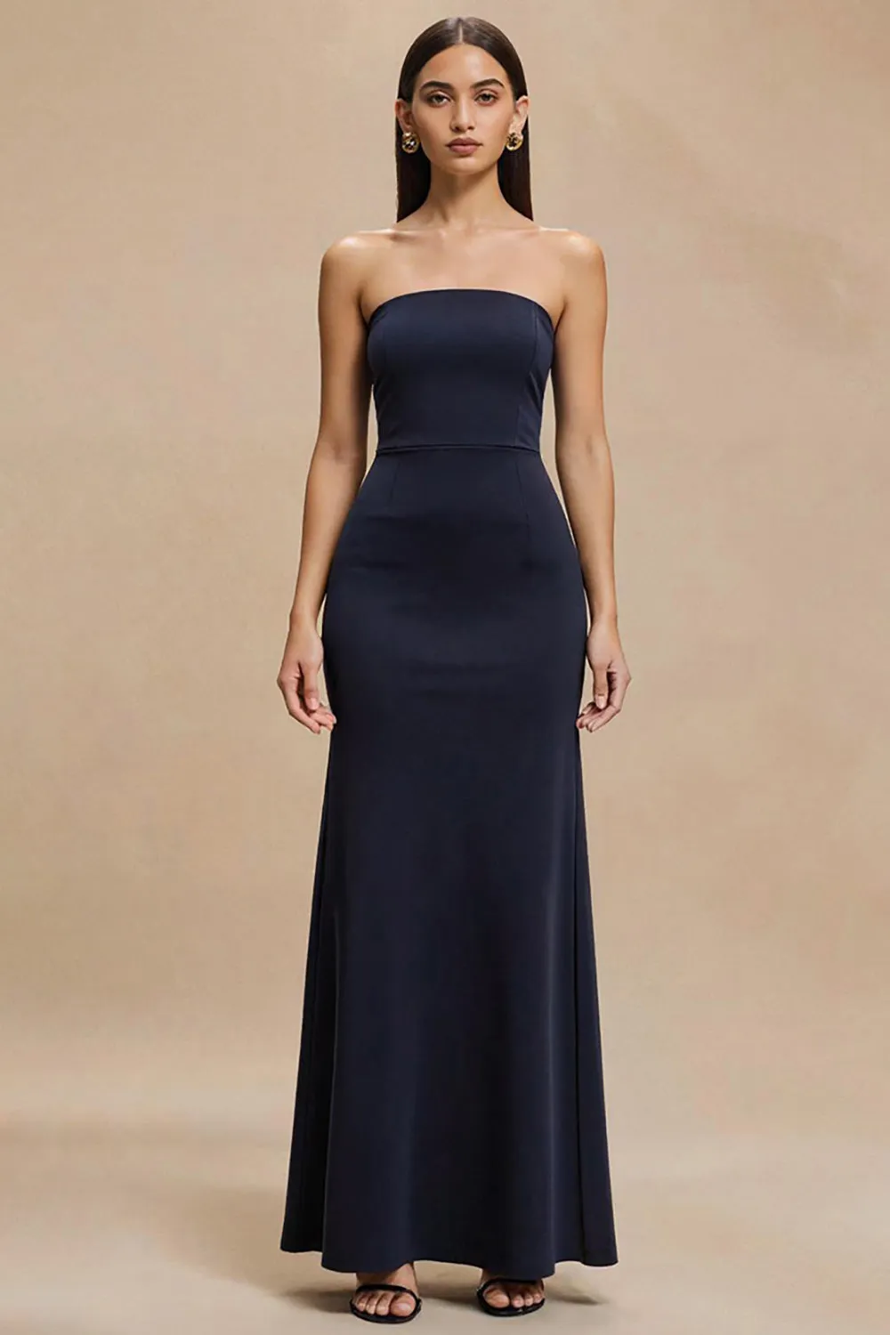 Navy Mermaid Strapless Long Formal Dress sold by Zapaka