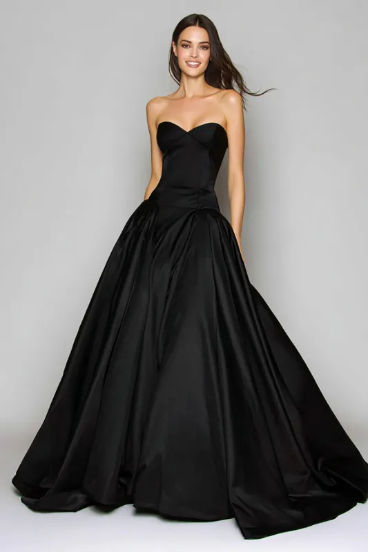 Black Sweetheart A Line Long Formal Dress sold by Zapaka