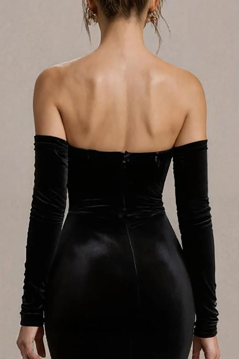 Black Velvet Strapless Mermaid Long Formal Dress with Slit sold by Zapaka product image thumbnail 4