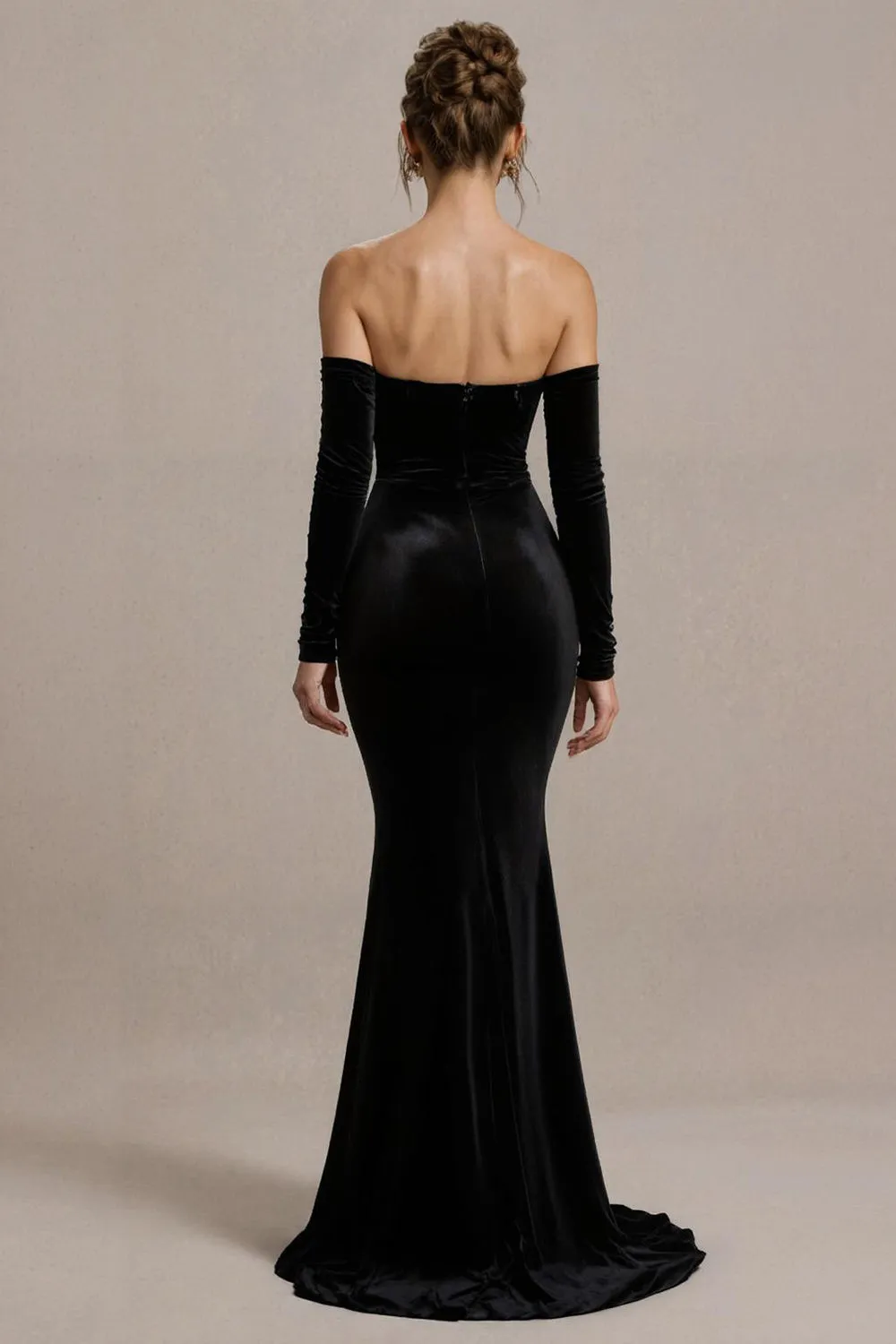 Black Velvet Strapless Mermaid Long Formal Dress with Slit sold by Zapaka product image thumbnail 2