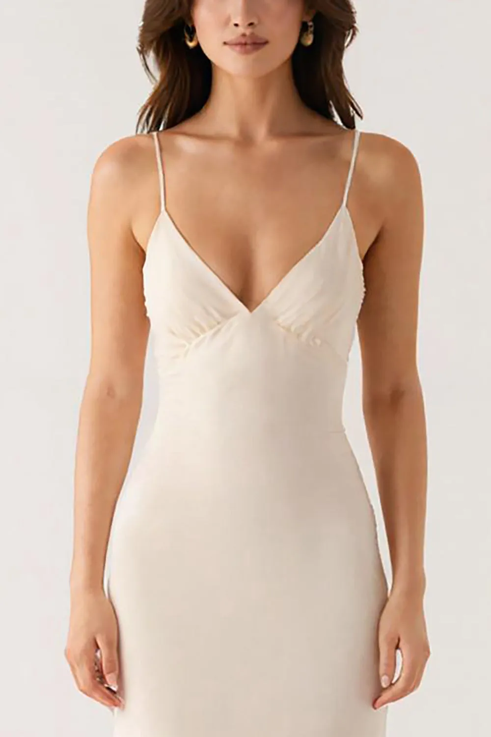 Ivory Sheath Spaghetti Straps Long Formal Dress sold by Zapaka product image thumbnail 3