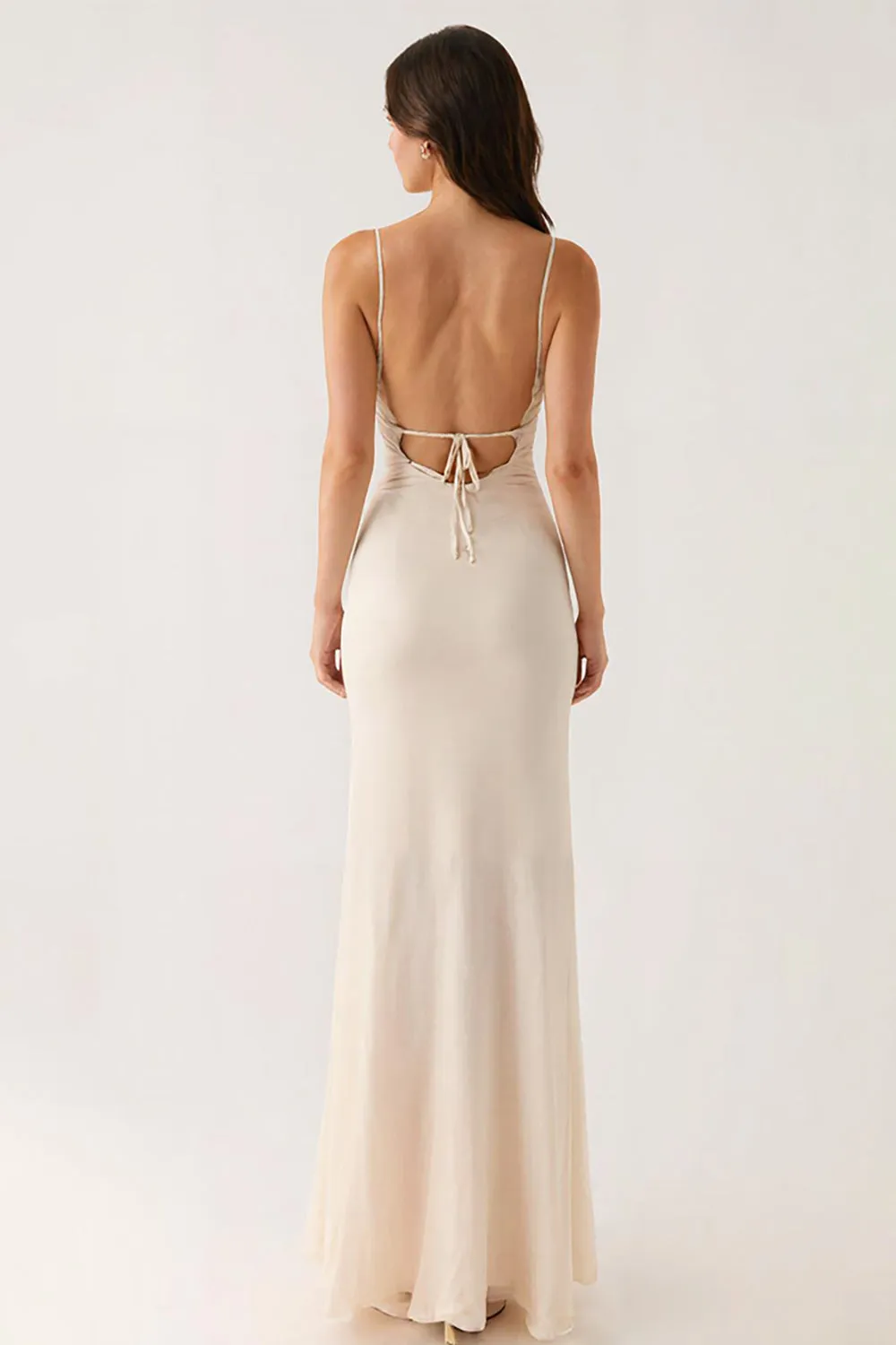 Ivory Sheath Spaghetti Straps Long Formal Dress sold by Zapaka product image thumbnail 2