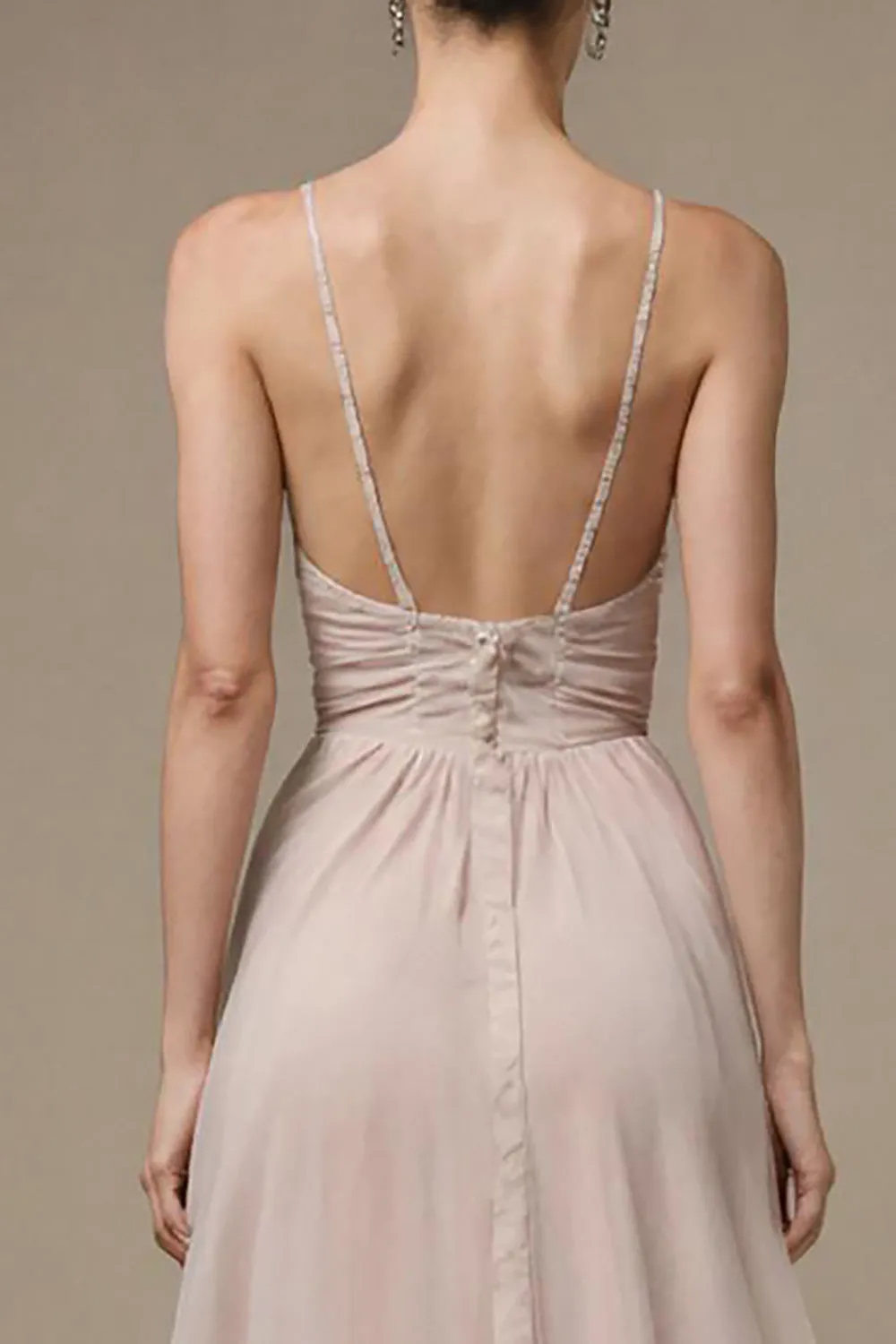 Light Pink A Line Spaghetti Straps Long Formal Dress sold by Zapaka product image thumbnail 4