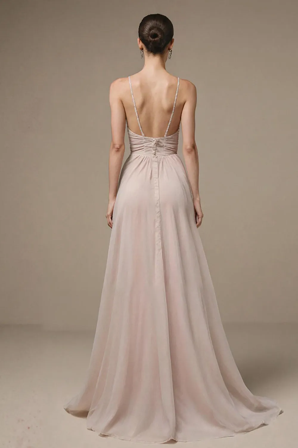 Light Pink A Line Spaghetti Straps Long Formal Dress sold by Zapaka product image thumbnail 2