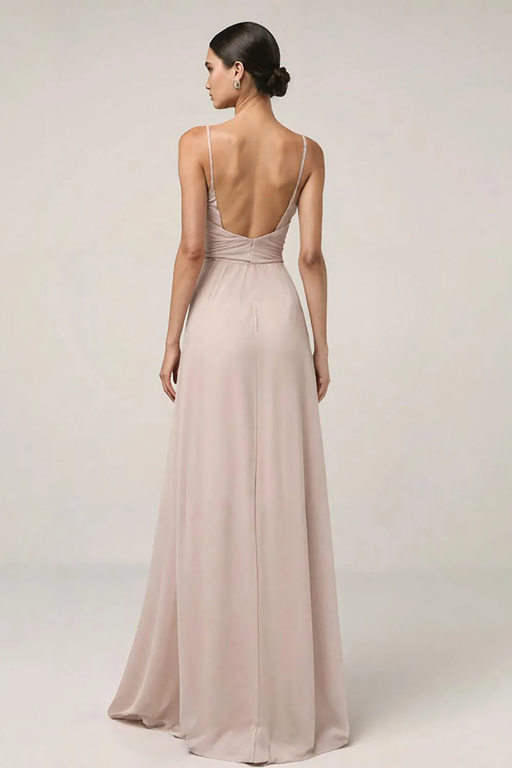 Light Pink Sheath Spaghetti Straps Long Formal Dress sold by Zapaka product image thumbnail 2