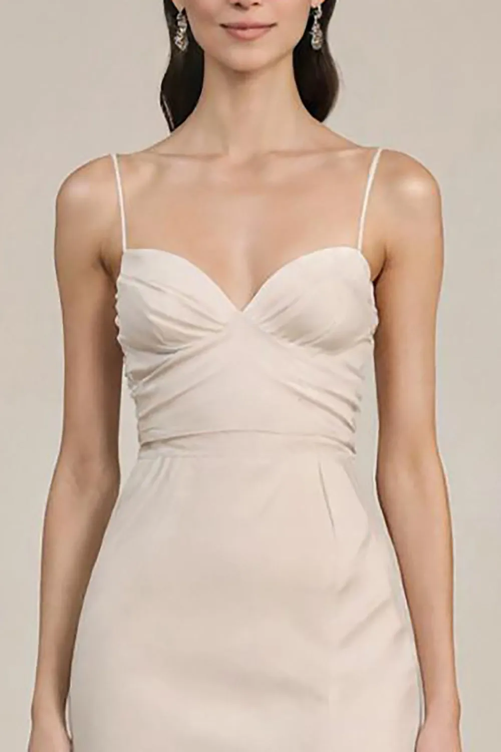 Ivory Sheath Spaghetti Straps Long Formal Dress with Slit sold by Zapaka product image thumbnail 3
