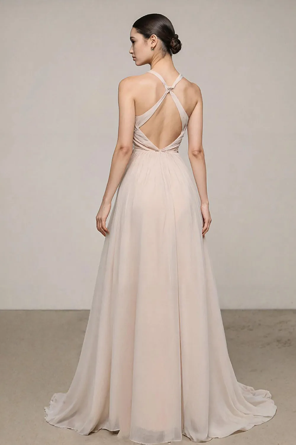 Ivory A Line V-Neck Long Formal Dress with Slit sold by Zapaka product image thumbnail 2