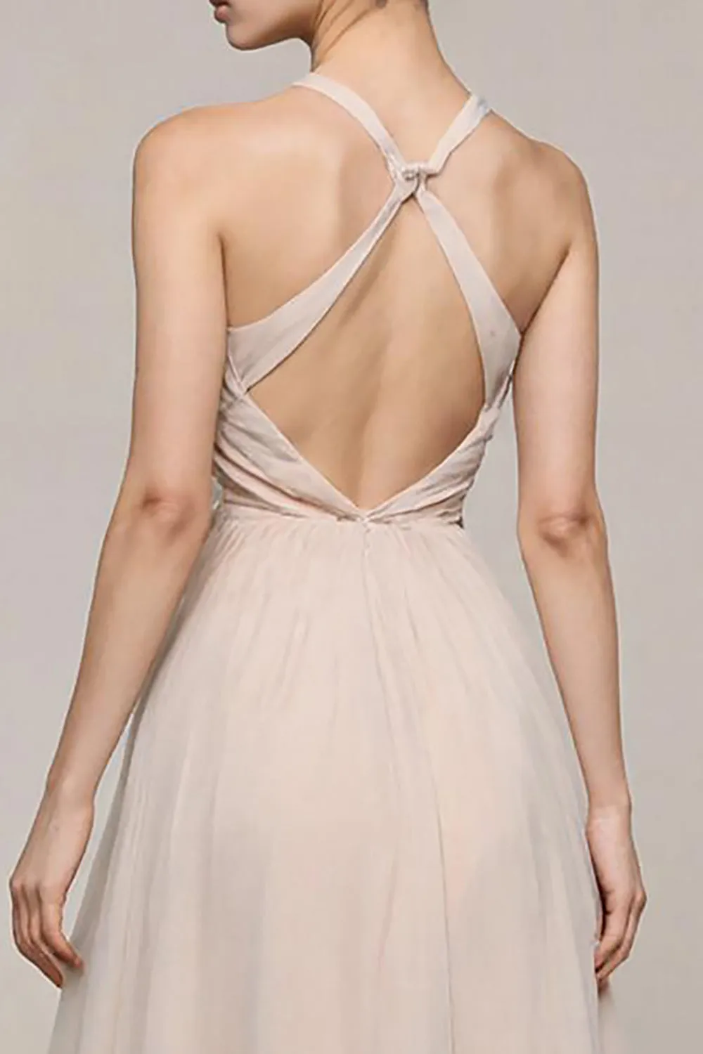 Ivory A Line V-Neck Long Formal Dress with Slit sold by Zapaka product image thumbnail 4