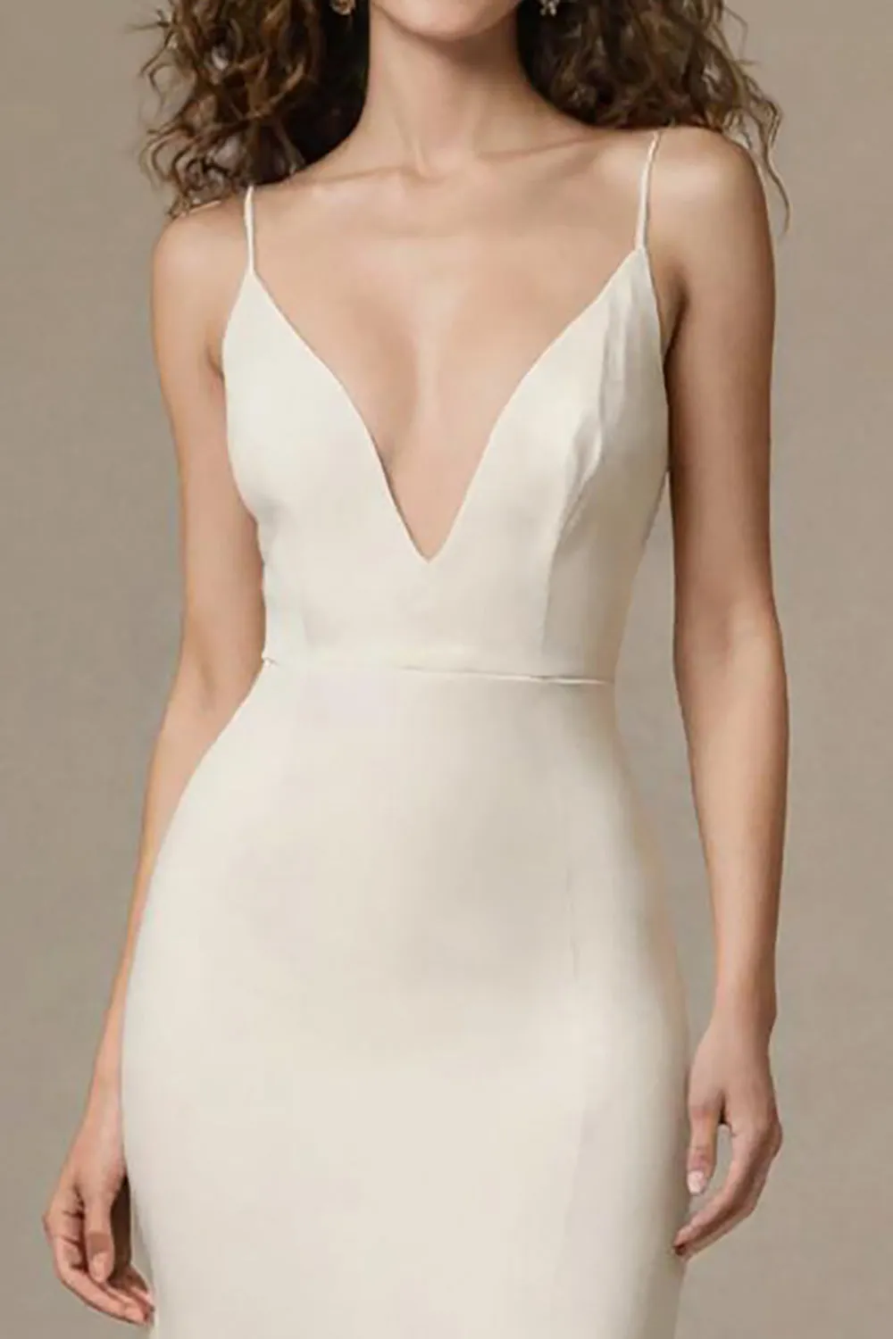 Ivory Mermaid Spaghetti Straps Long Formal Dress sold by Zapaka product image thumbnail 3