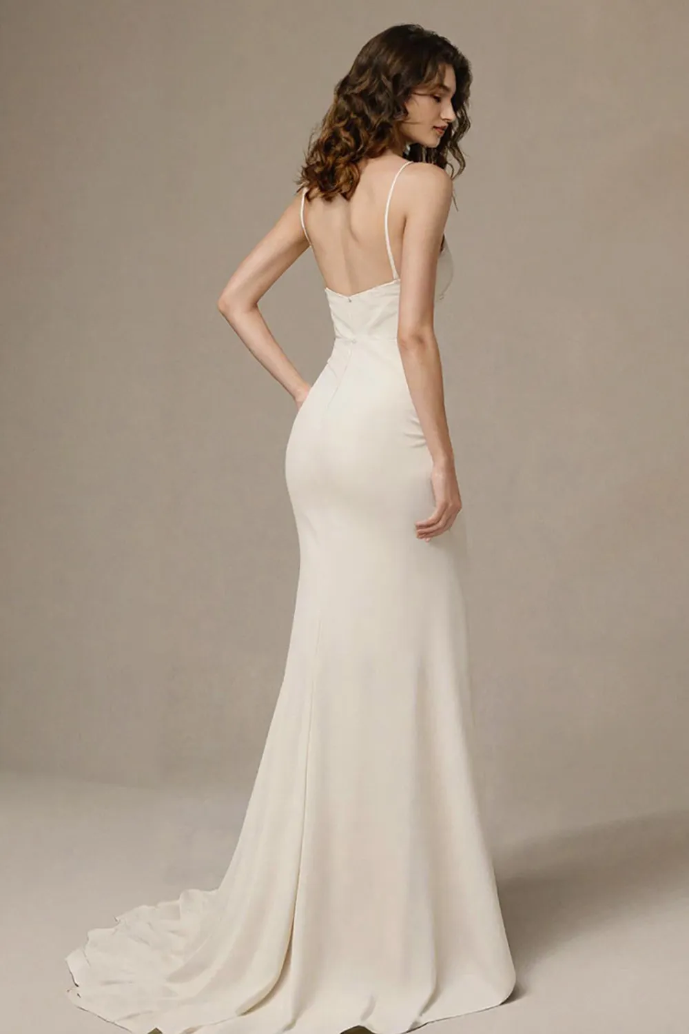 Ivory Mermaid Spaghetti Straps Long Formal Dress sold by Zapaka product image thumbnail 2