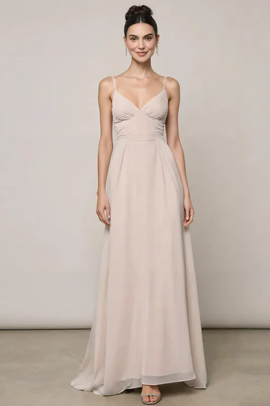 Ivory A Line Spaghetti Straps Long Formal Dress sold by Zapaka