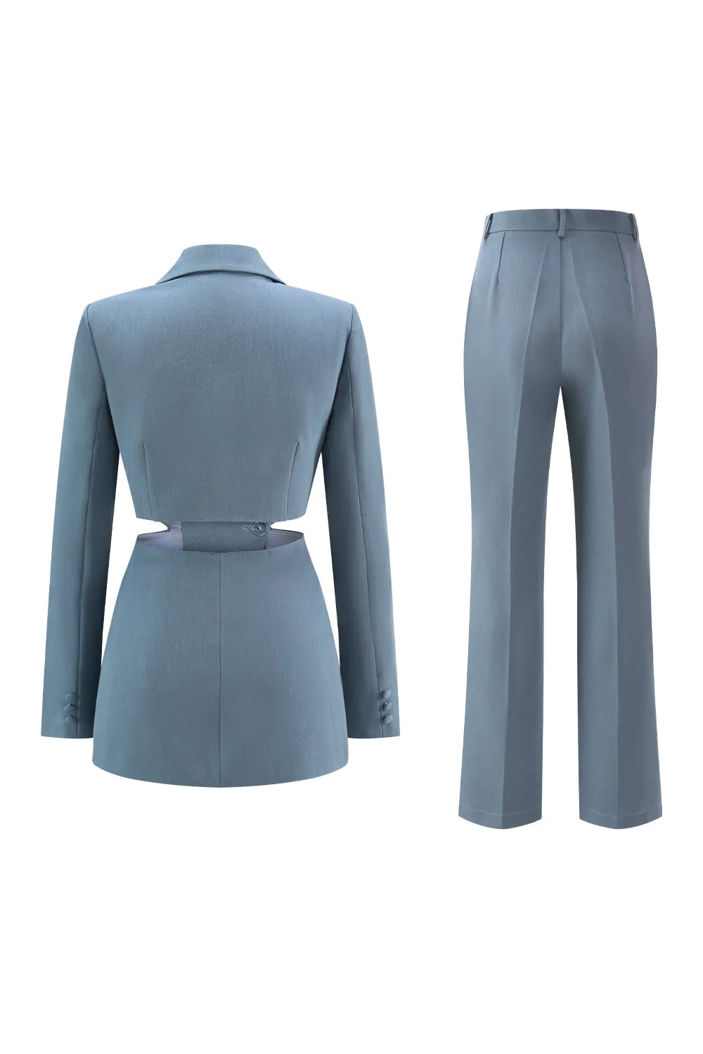 Grey Blue Notched Lapel 2 Pieces Cut Out Prom Suits sold by Zapaka product image thumbnail 2