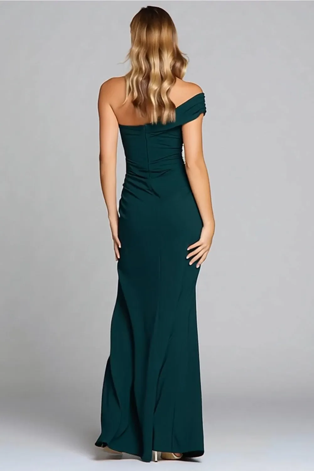 Dark Green One Shoulder Mermaid Formal Dress With Slit sold by Zapaka product image thumbnail 2